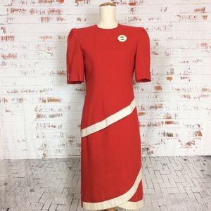 David Warren Red and White Minimalist Dress